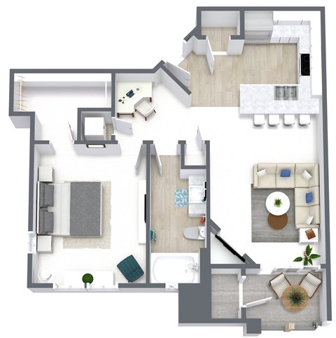 Floor plan for 1 bed, 1 bath, 850 sqft